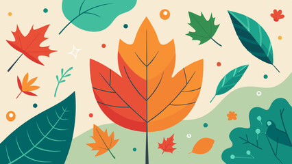  Seasonal background with trees and leaves vector art illustration