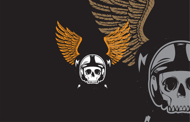 PrintMotorcycle club logo with an animal symbol wearing a motorbike helmet
