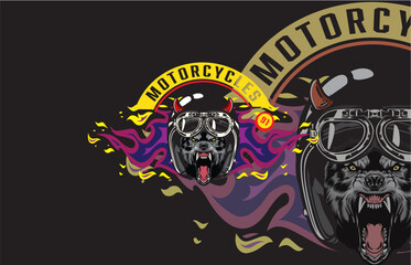 PrintMotorcycle club logo with an animal symbol wearing a motorbike helmet