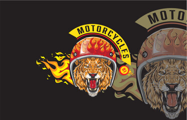 PrintMotorcycle club logo with an animal symbol wearing a motorbike helmet