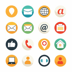 Set of 16 icons for circle Containing apps  art vector illustration
