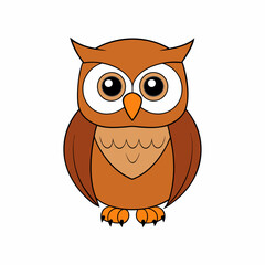 Owl isolated bird art vector illustration