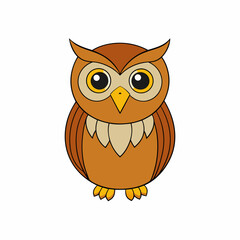 Owl isolated bird art vector illustration