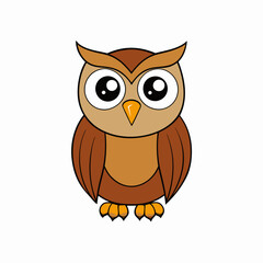 Owl isolated bird art vector illustration