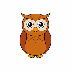 Owl isolated bird art vector illustration