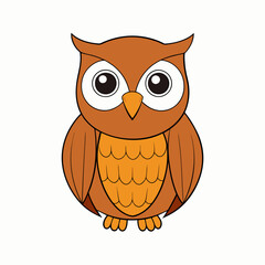 Owl isolated bird art vector illustration