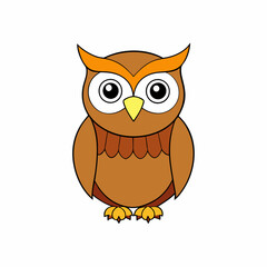 Owl isolated bird art vector illustration