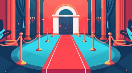 Red carpet flat design top view event theme cartoon drawing Complementary Color Scheme