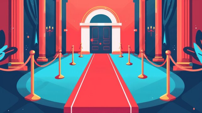 Red carpet flat design top view event theme cartoon drawing Complementary Color Scheme