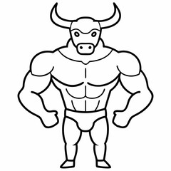 Body and a bull's head art vector illustration