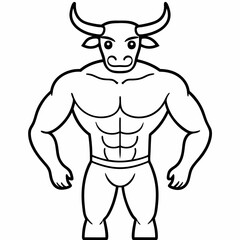 Body and a bull's head art vector illustration