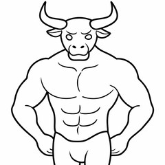 Body and a bull's head art vector illustration