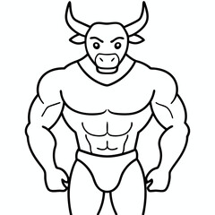 Body and a bull's head art vector illustration