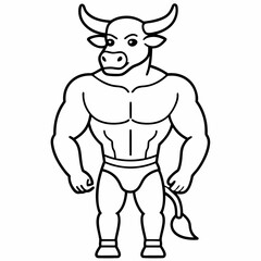 Body and a bull's head art vector illustration