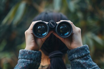 A man holding binoculars