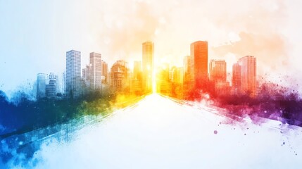 Fototapeta premium Business vision board, clear path to success, organized concept, Watercolor style