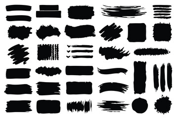 Collection of Black Ink Brush Strokes and Splashes