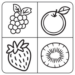 Wholesome Fruits coloring page for kids colouring book page illustration