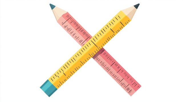 recommend clip art: Pencil and ruler crossed clipart, educational tools, flat design, pastel tones, isolated on white background