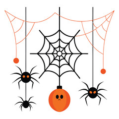 Spider Webs Halloween Elements Vector Illustration.