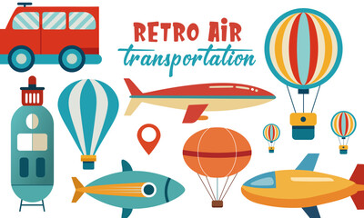 Retro Air Transportation Illustration Collection