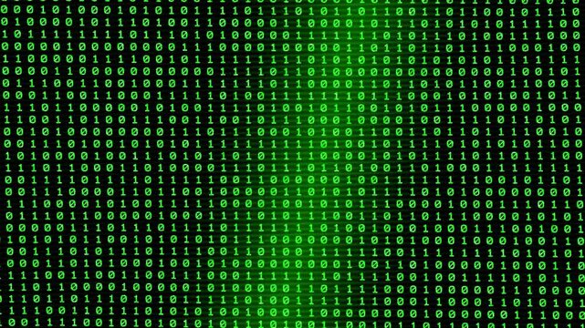10 seconds of green matrix background  movinng twisting with binary code of ones and zeros hd video 1920 1080 animation motion graphics 
