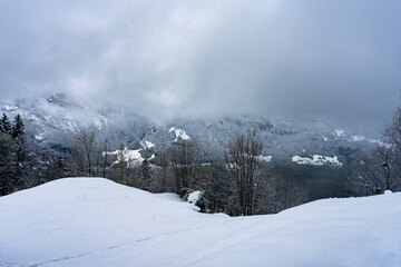 Jolie paysage à Haslital en Suisse sous la neige