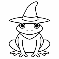 Cute frog with a witch hat