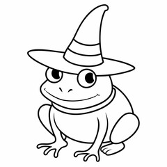 Cute frog with a witch hat