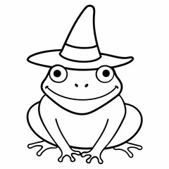 Cute frog with a witch hat
