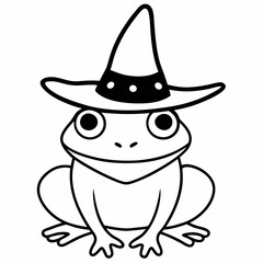 Cute frog with a witch hat