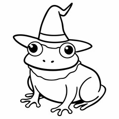 Cute frog with a witch hat