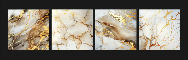 Elegant marble, stone texture set. Watercolor, ink vector background collection