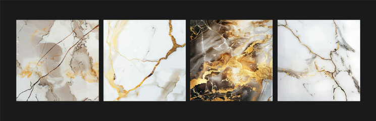 Elegant marble, stone texture set. Watercolor, ink vector background collection