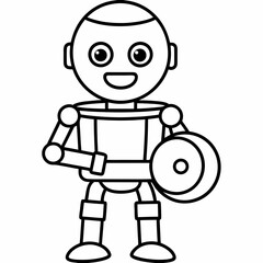 Cute cartoon robot with a drum