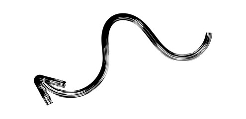 Hand drawn simple arrow drawn with wax crayon, chalk or charcoal. Uneven dry texture for underlining highlighting. Pencil drawn lines, strikethrough, grungy vector isolated on white.