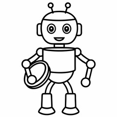 Cute cartoon robot with a drum