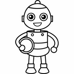 Cute cartoon robot with a drum
