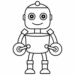 Fototapeta premium Cute cartoon robot with a drum