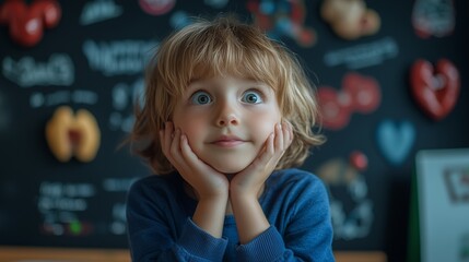 A child looking curious, surrounded by elements of Organ Donation Week