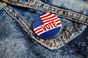 "vote" icon on a background with the usa flag