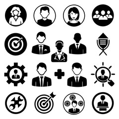 Teamwork Community Business People Partnership set art vector illustration