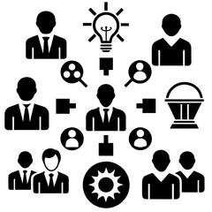 Teamwork Community Business People Partnership set art vector illustration