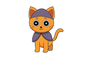 Halloween cute cat on vector art design