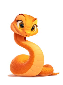 recommend clip art: Cute Cartoon yellow Snake isolated on a white background	