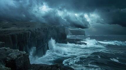 Stormy Seascape with Dramatic Cliffs