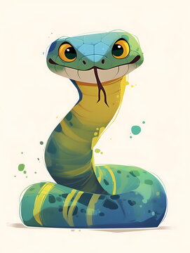 recommend clip art: Cute Cartoon Snake isolated on a white background	