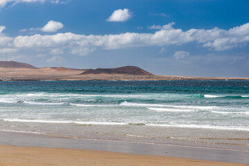 Landscape and beaches near Famara resort, Lanzarote, Canary Islands