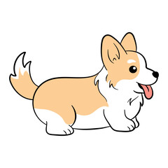 Side happy Corgi, drawn in a kawaii style with a playful stance and cheerful expression, is perfect for adding joy to any endeavor