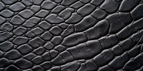 Close-up of black snake skin texture, concept of exotic wildlife and nature, suitable for fashion, interior design, or educational materials, emphasizing texture and pattern